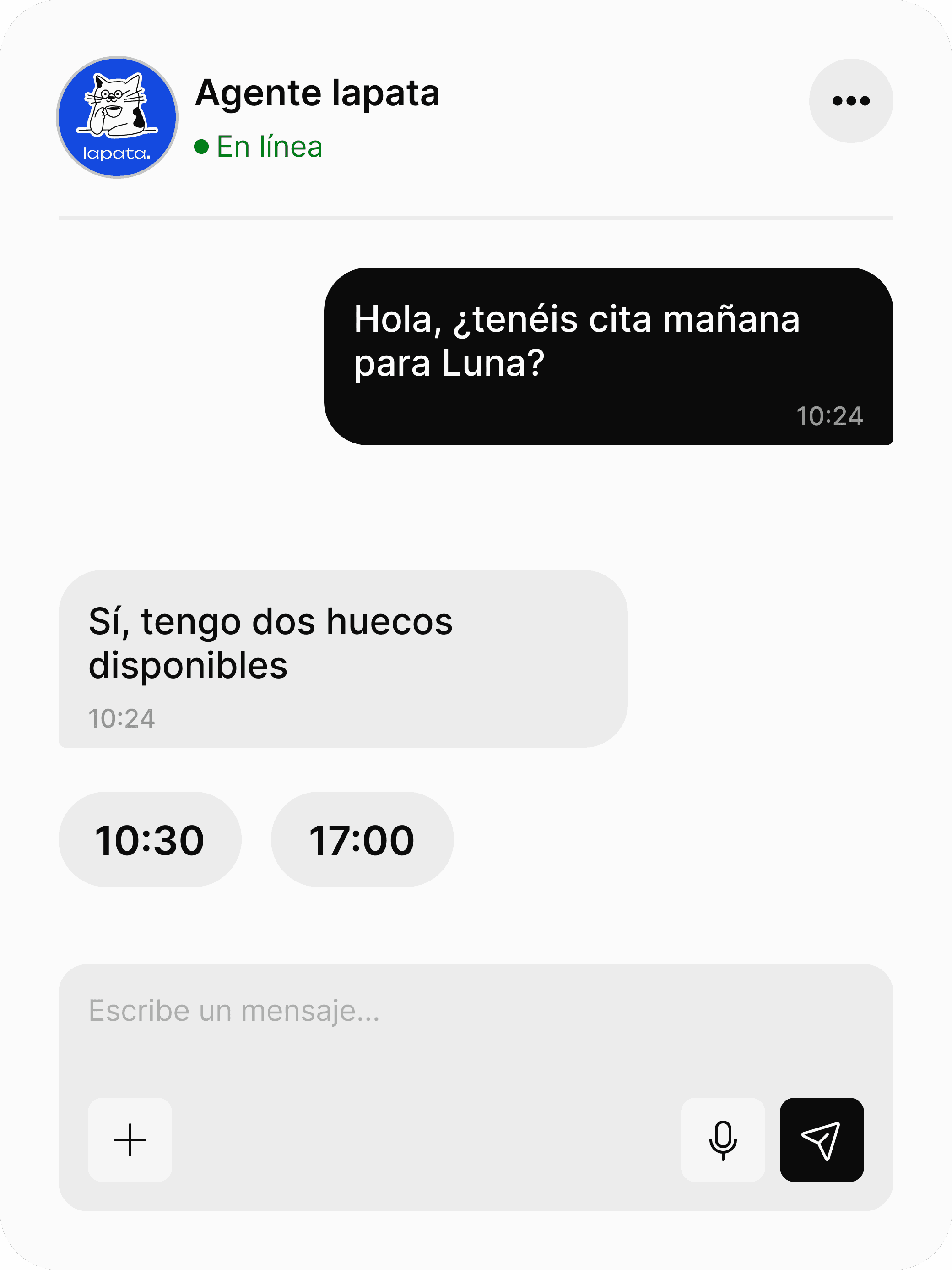 Conversación de un chatbot para clínicas veterinarias