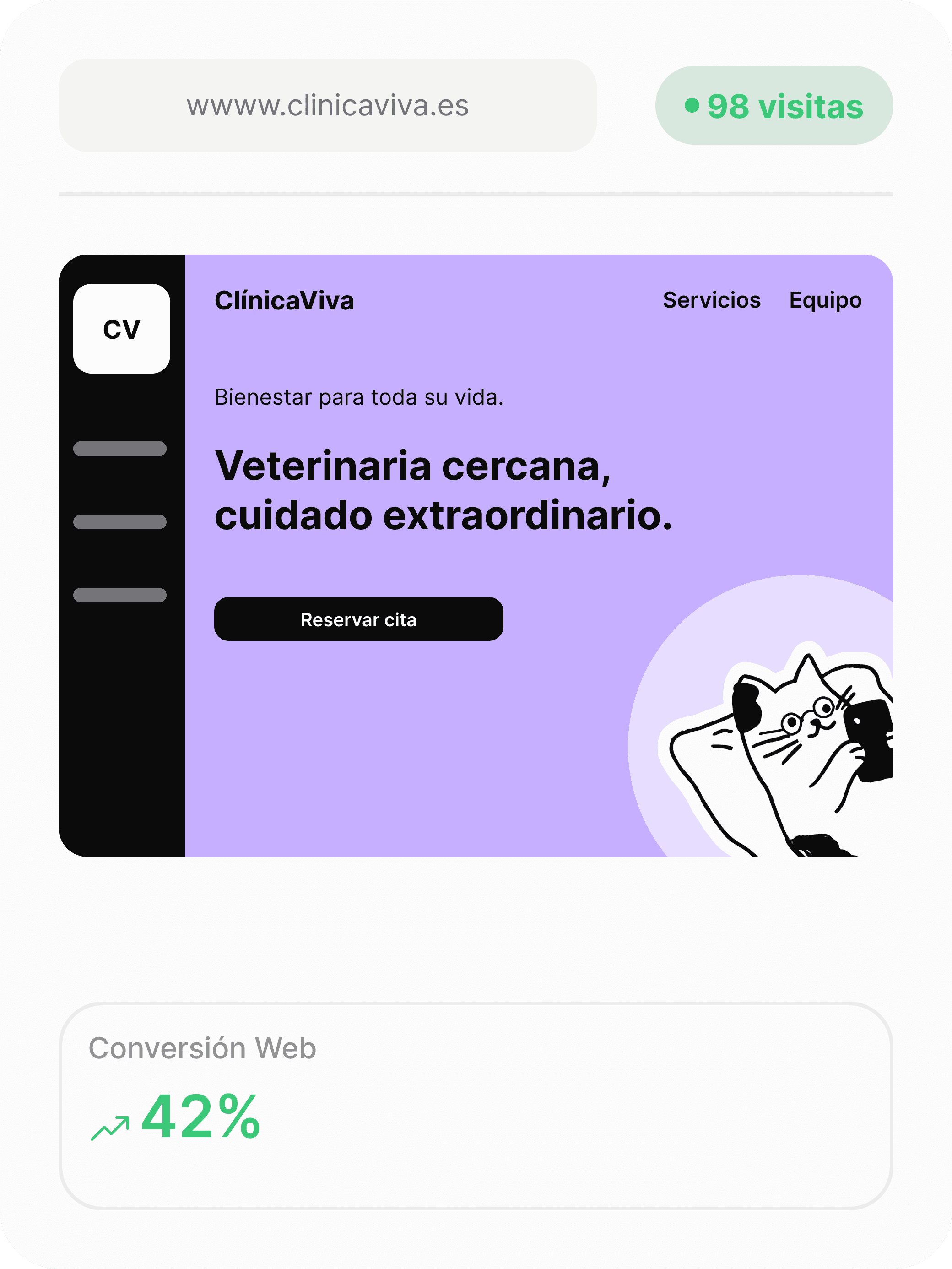 Ejemplo de una web veterinaria diseñada por Lapata